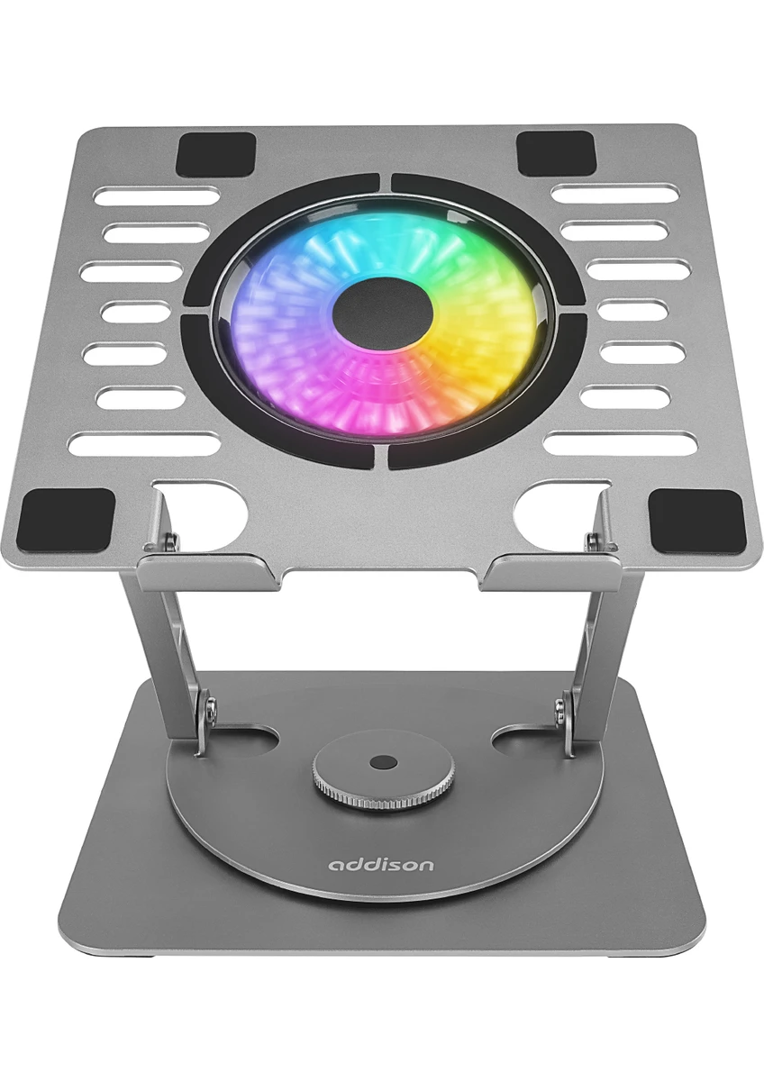 360 Derece Dönebilen Fanlı Rgb Işıklı Ayarlanabilir Metal Laptop Stand